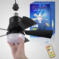 E27 Screw Head LED Fan Light Remote Control Three Color Dimming Detachable Fan Leaf for Kitchen Bedroom Smart Silent Use 85-265V 1