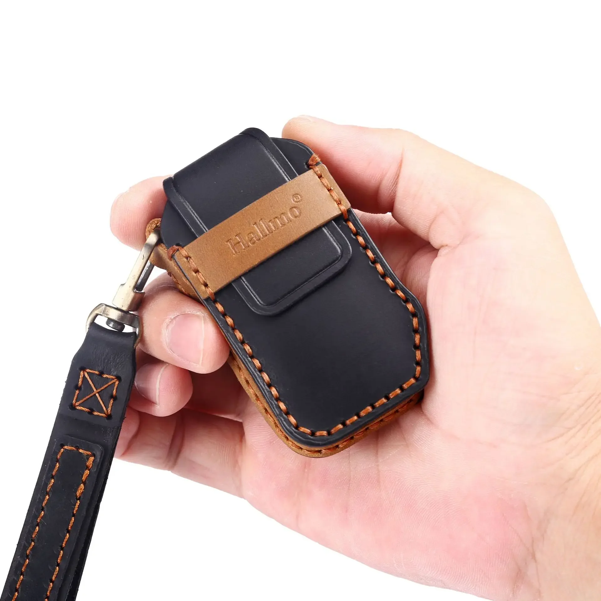 Premium Leather Car Key Case Cover with Keychain - Elegant Auto Accessory Holder