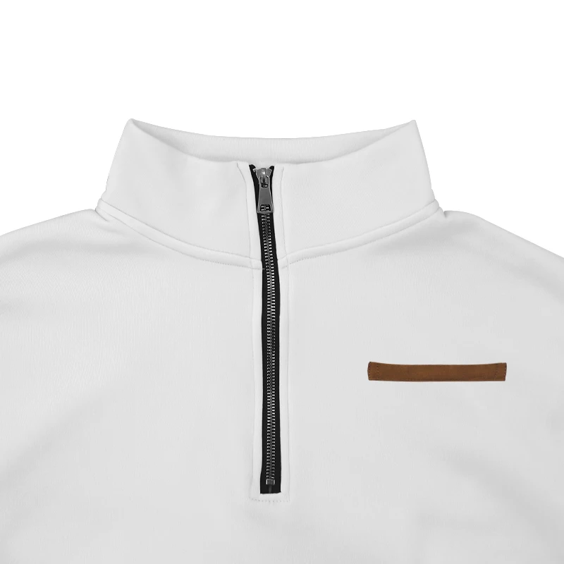Winter Velvet Half Zipper Stand up Collar Pullover Solid Color Casual Sweater for Men's Cross border Fashion