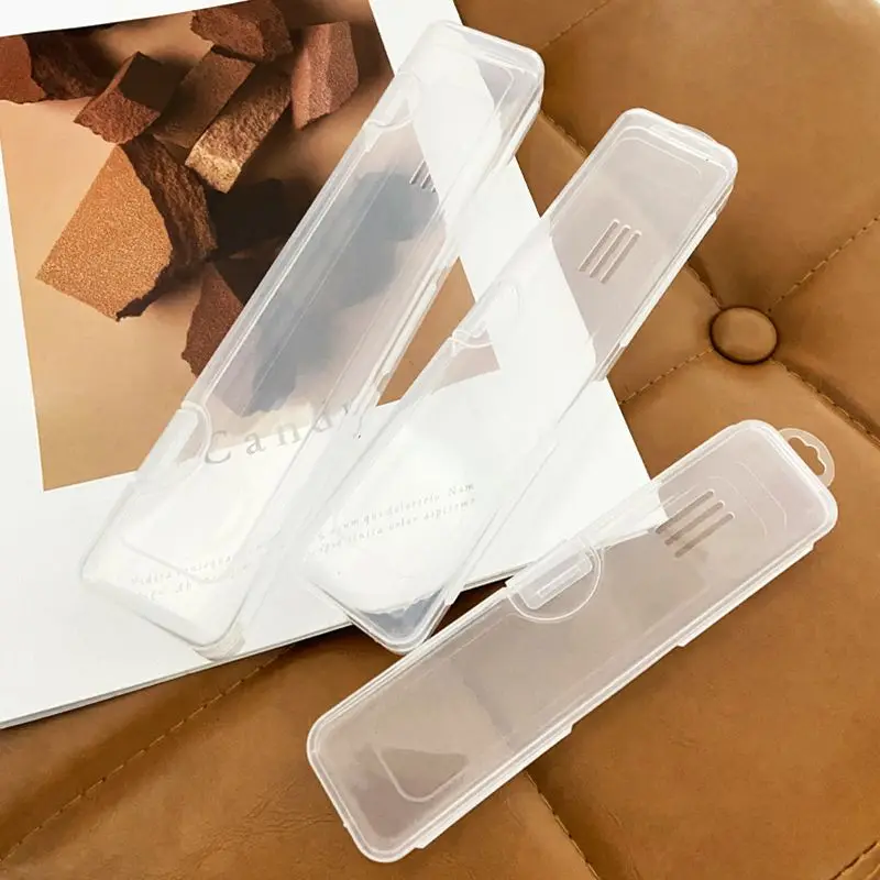 Transparent Plastic Makeup Brush Storage Box with Cover