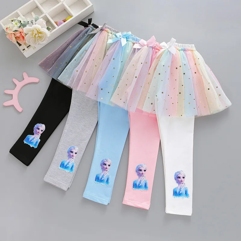 

Autumn Kids Clothes Frozen 2 Elsa Princess Lace Culotte Pretty Korean Little Girls Leggings Fashion Teen Kids Pants Clothing
