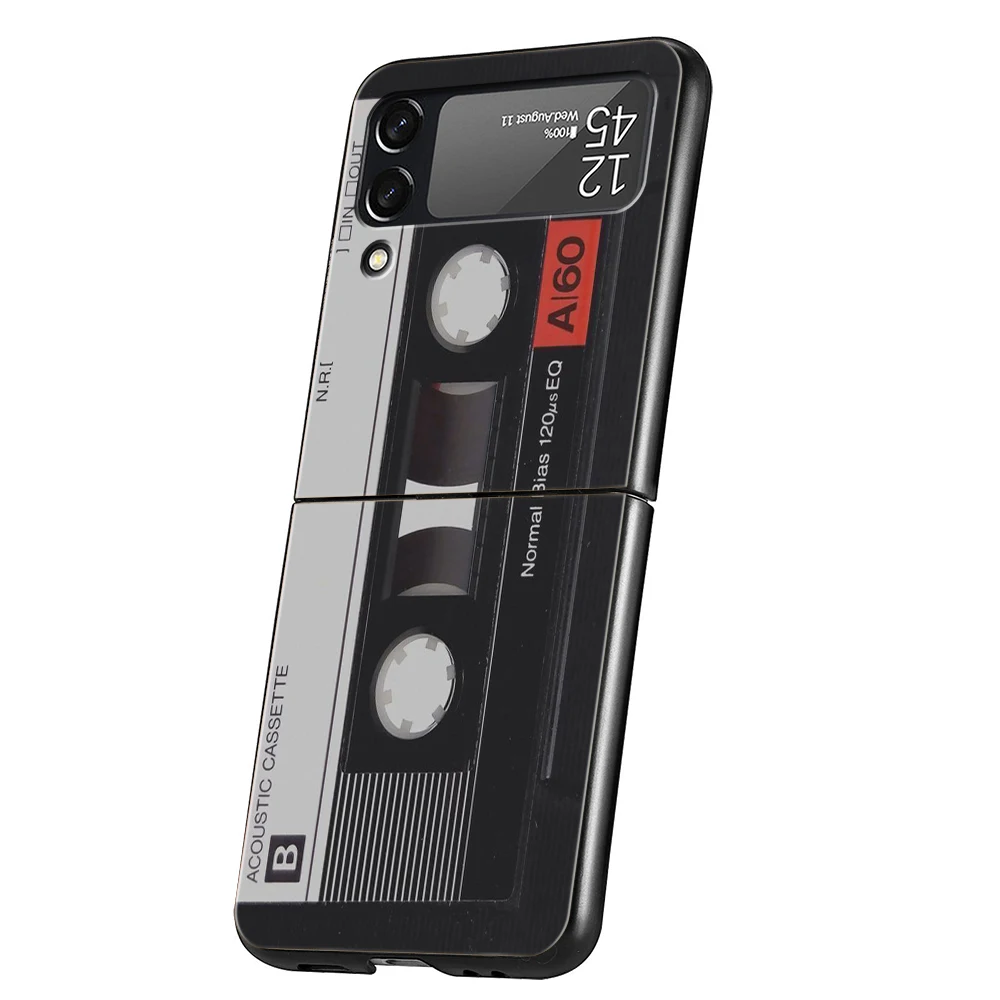 Vintage Cassette Tape Retro Style Foldable Phone Cover - Black Hard PC Shell