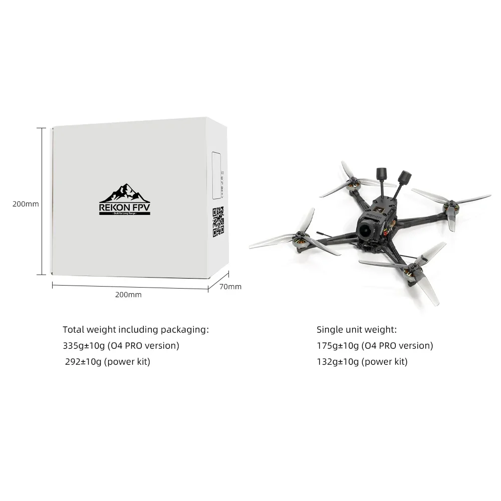 HGLRC Rekon5 LITE 5인치 FPV 장거리 쿼드콥터 파워 키트 (카메라 제외) VTX O4 Pro RC 장난감 (남아용) 야외 프리스타일 드론