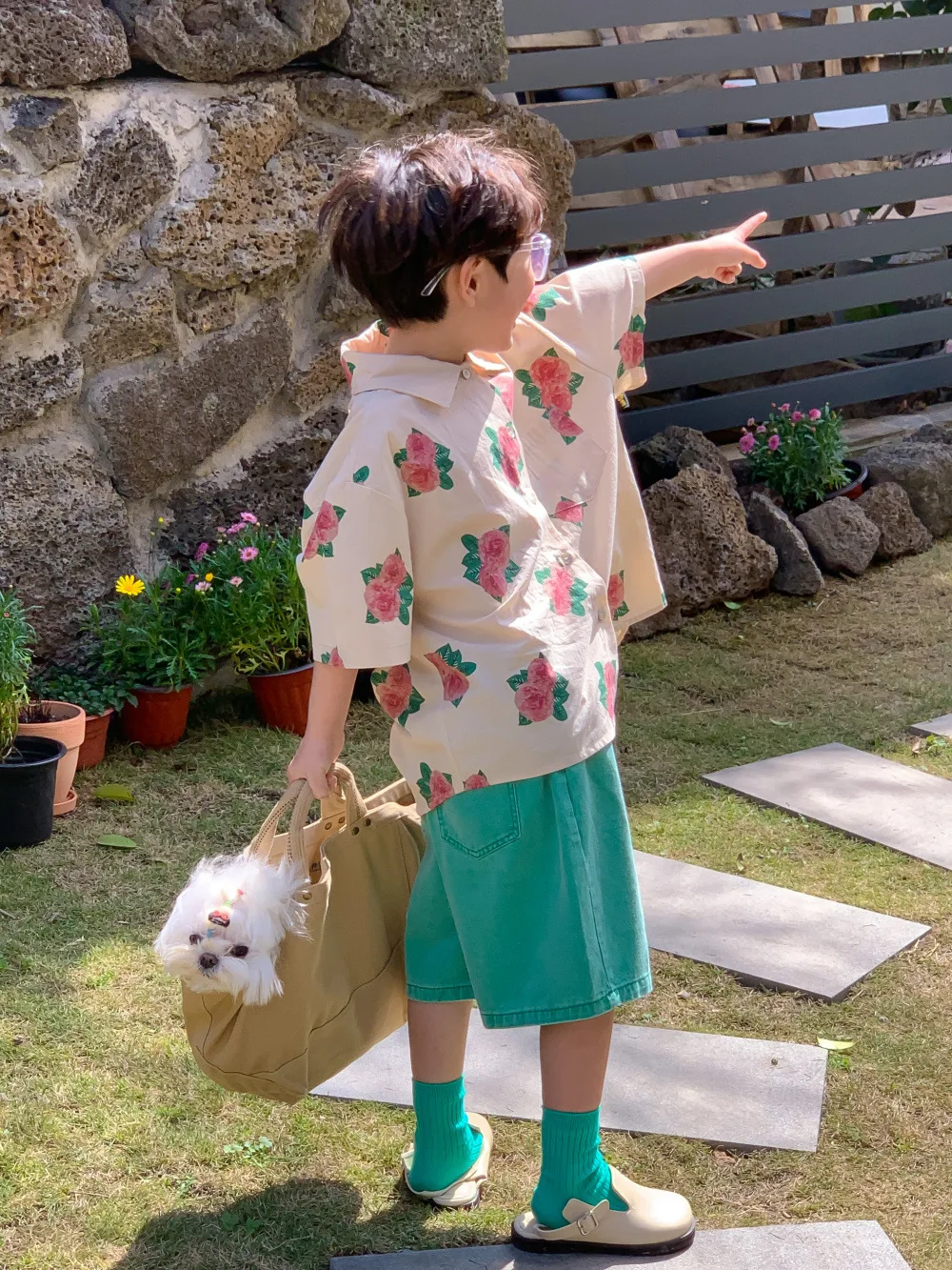 Kids Shirts Summer Brother Sister Outfits Boy Children Flower Print Half Sleeve Shirt Girl Baby Cotton Sweet Princess Dress Infant Blouse