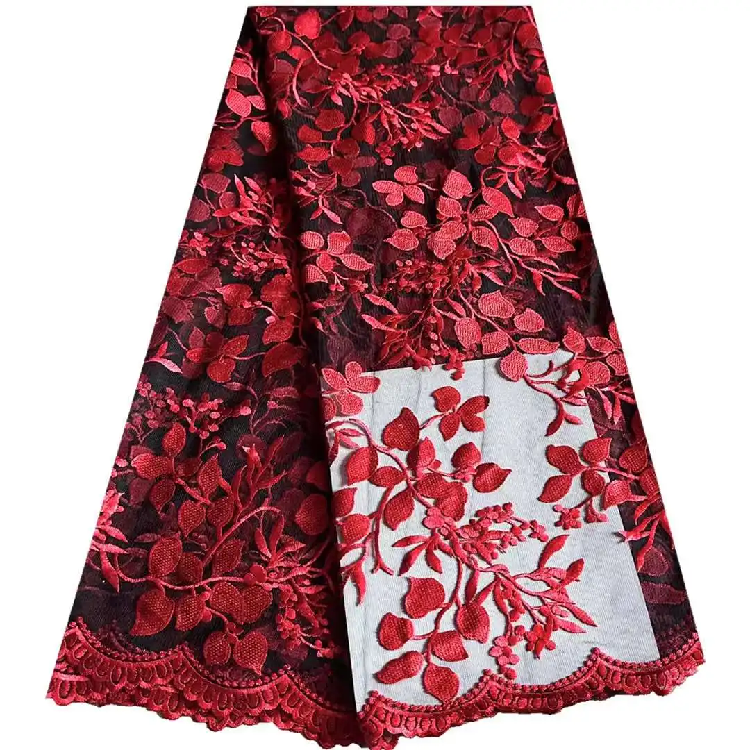 

High Quality Mesh Lace Fabric Nigerian Free Shipping Tulle Embroidery Craft Sewing Design Party Wedding Dress Prom Skirt 5 Yards