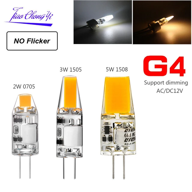 10PCS/LOT LED G4 mini bulb AC/DC 12V 1W 2W 3W 3000K/4000K/6000K flicker  free flicker suitable for crystal lamp chandeliers