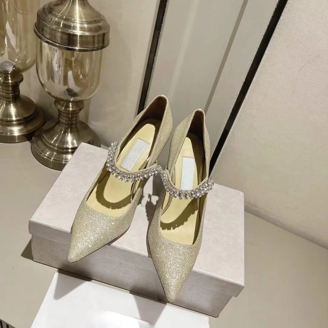 

2023 New diamond-encrusted strappy high heels1225