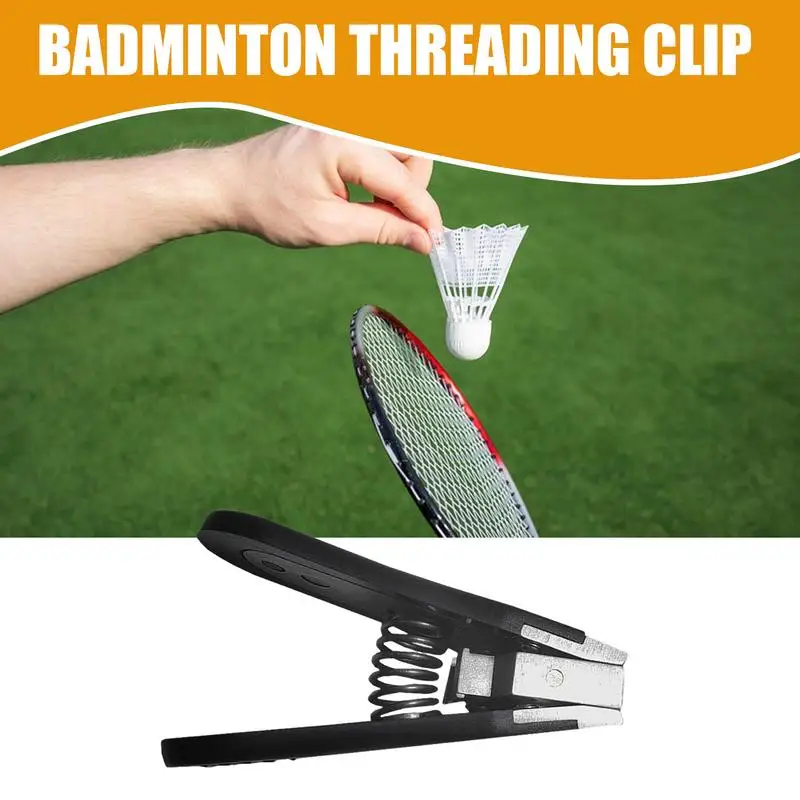 Badminton Flying Clamp Tool Compact Black Metal Racket Stringing Clamp Spring for Sports Stringing Machine Accessories Supplies