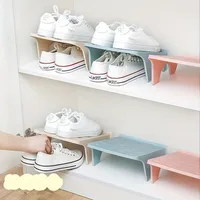 5pcs Creative Shoe Stand Set, Double Space-Saving Plastic Shoe Rack, Foldable Double-Layer Slippers Door Shoe Organizer 2