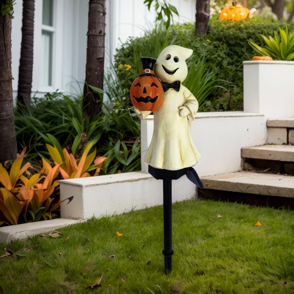 Description Picture 5 of itemHalloween Ghost Lights Outdoor Pumpkin Lamp with Stakes Solar Ghost Pathway Light for Halloween Lawn Walkway Lighting Decoration