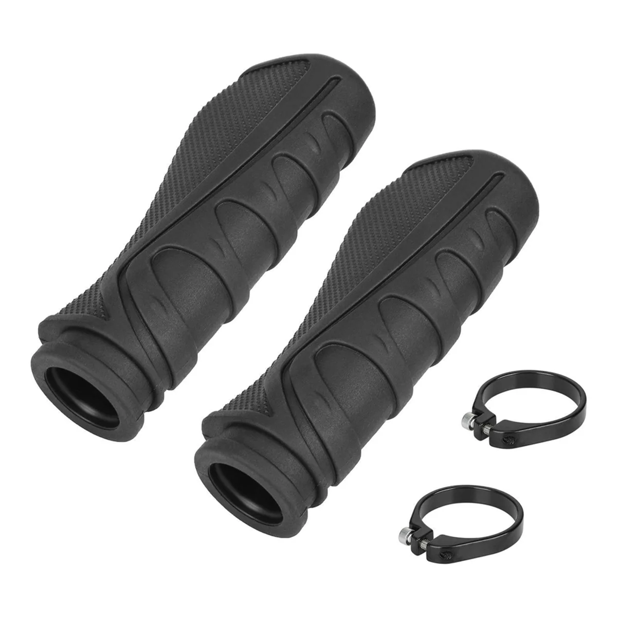 BAAU Black 22mm Shock-Absorbing Non-Slip Grips Mountain Bike Shock-Absorbing Non-Slip Grips with Locking Rings Durables
