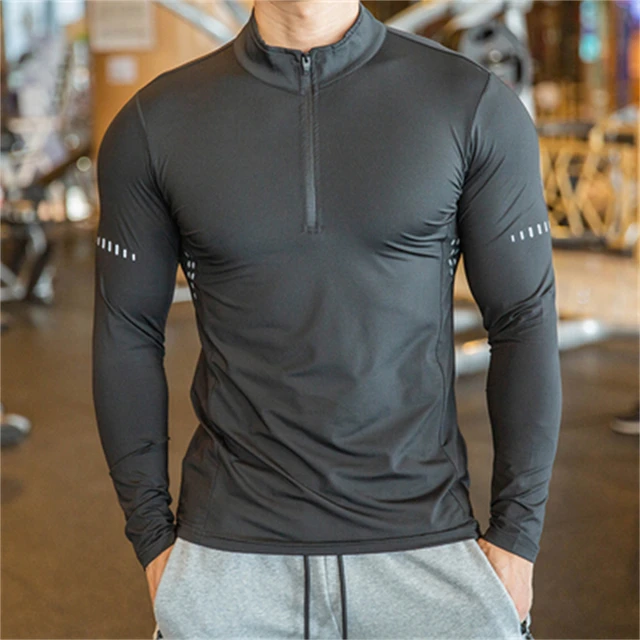 Men Compression Running T Shirts Fitness Tight Long Sleeve Sports Shirt  Training Jogging Gym Quick Dry