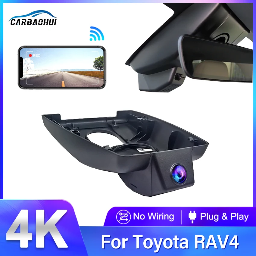 

Car DVR Wifi Video Recorder Dash Cam Camera For Toyota RAV4 Deluxe General Models 2022 2023 4K HD 2160P Wiper cable DashCam