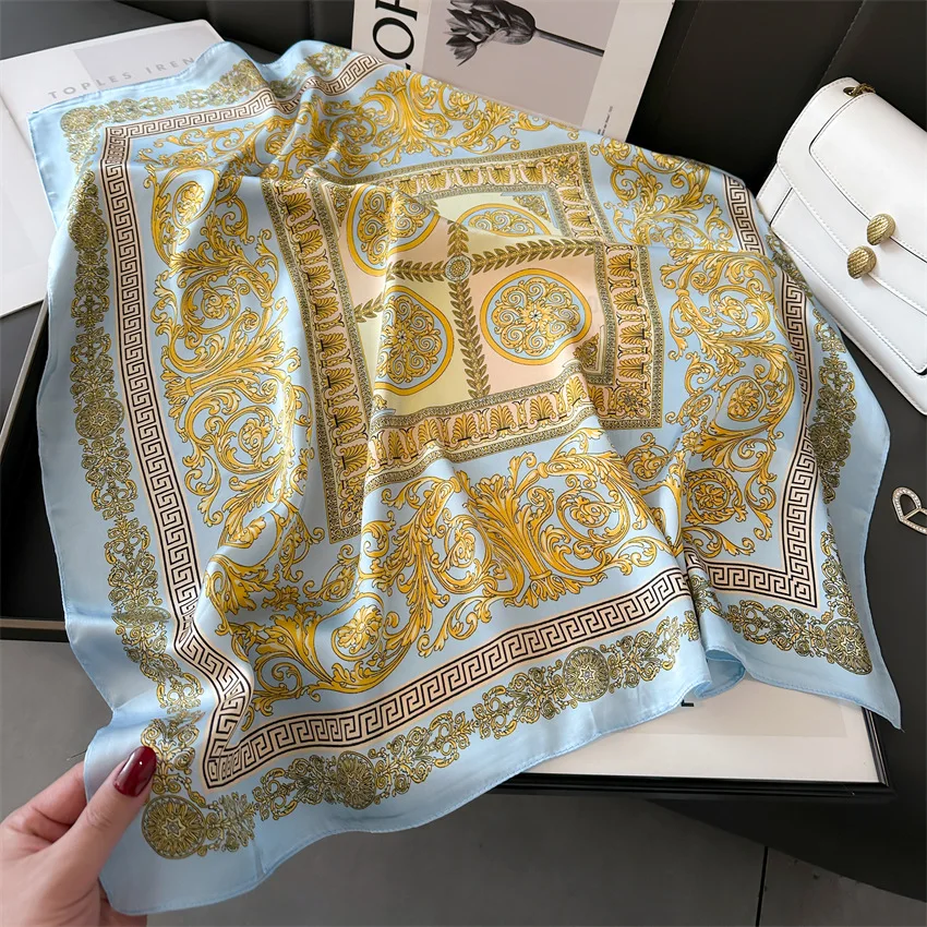 New Four Seasons Fashion Print Silk Square Scarf 70x70cm Fashionable Four Seasons Headband Luxury Sunscreen Shawl Bandannas