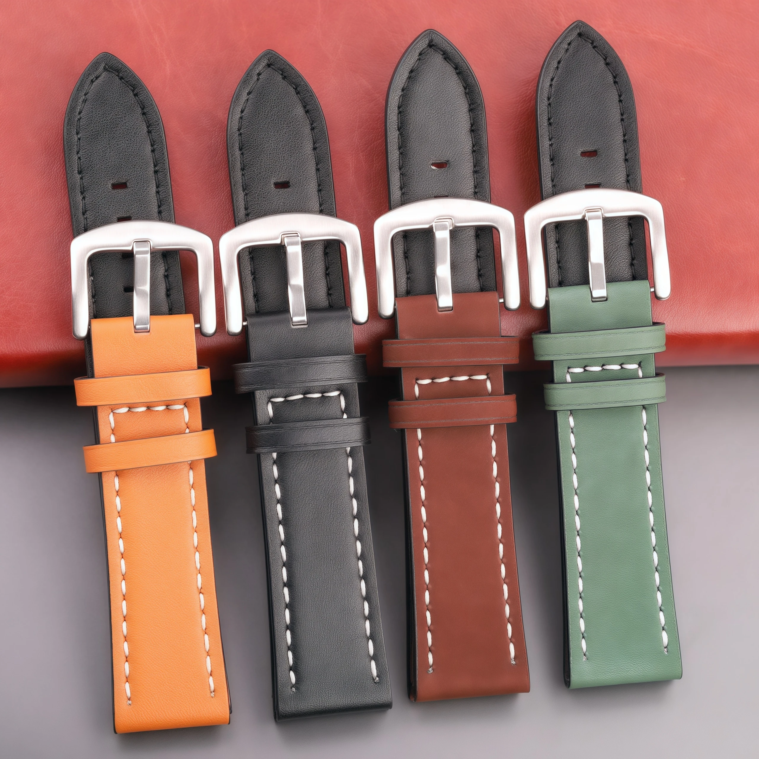 Classic Leather Watch Band - Premium Replacement Strap in 4 Timeless Colors