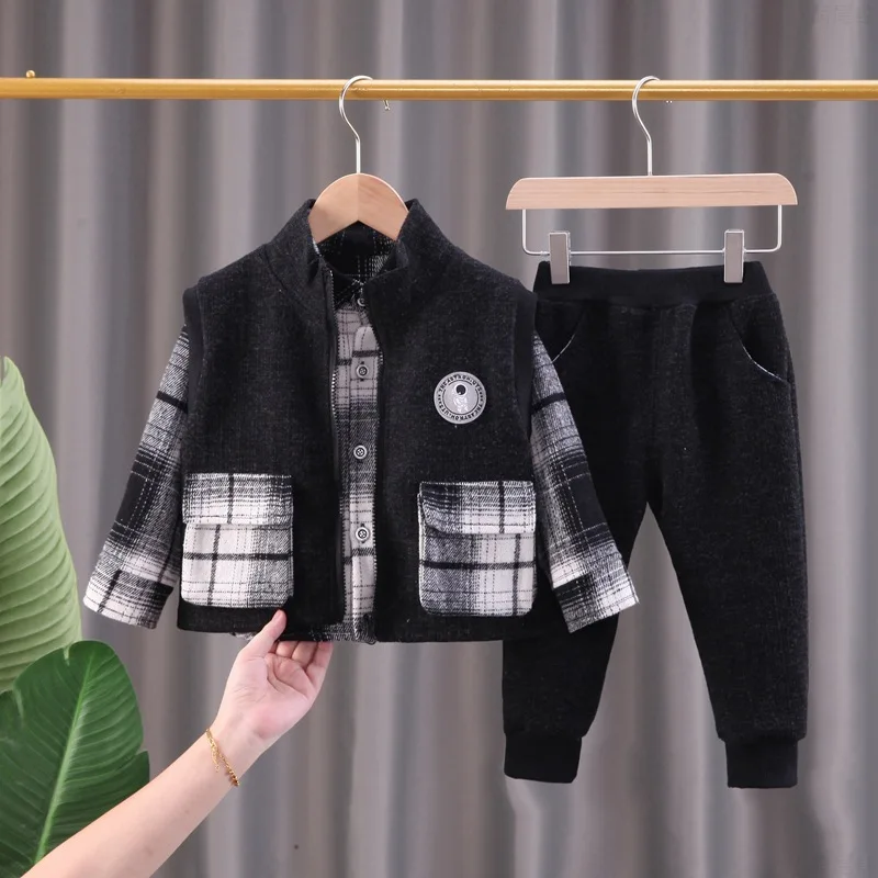 

Boys Clothes Sets Spring Autumn 1 2 3 4 5 Years Old Children Vest Shirts Pants 3pcs Tracksuits For Baby Outfits Kids Sports Suit