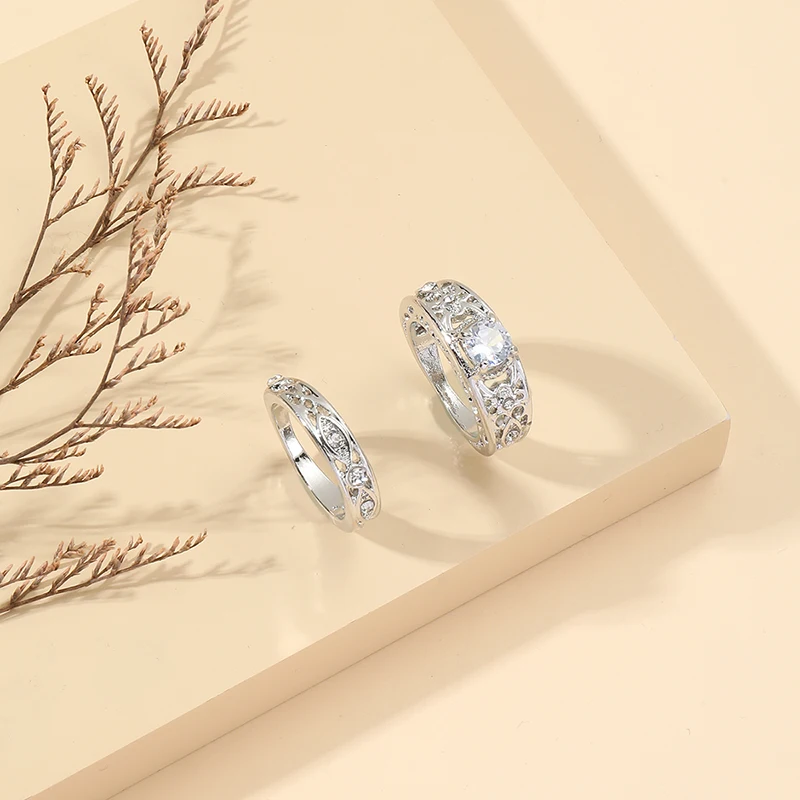 

Кольцо женская Inset бесцветный маленький дизайн комплект из двух частей крутой модный тренд