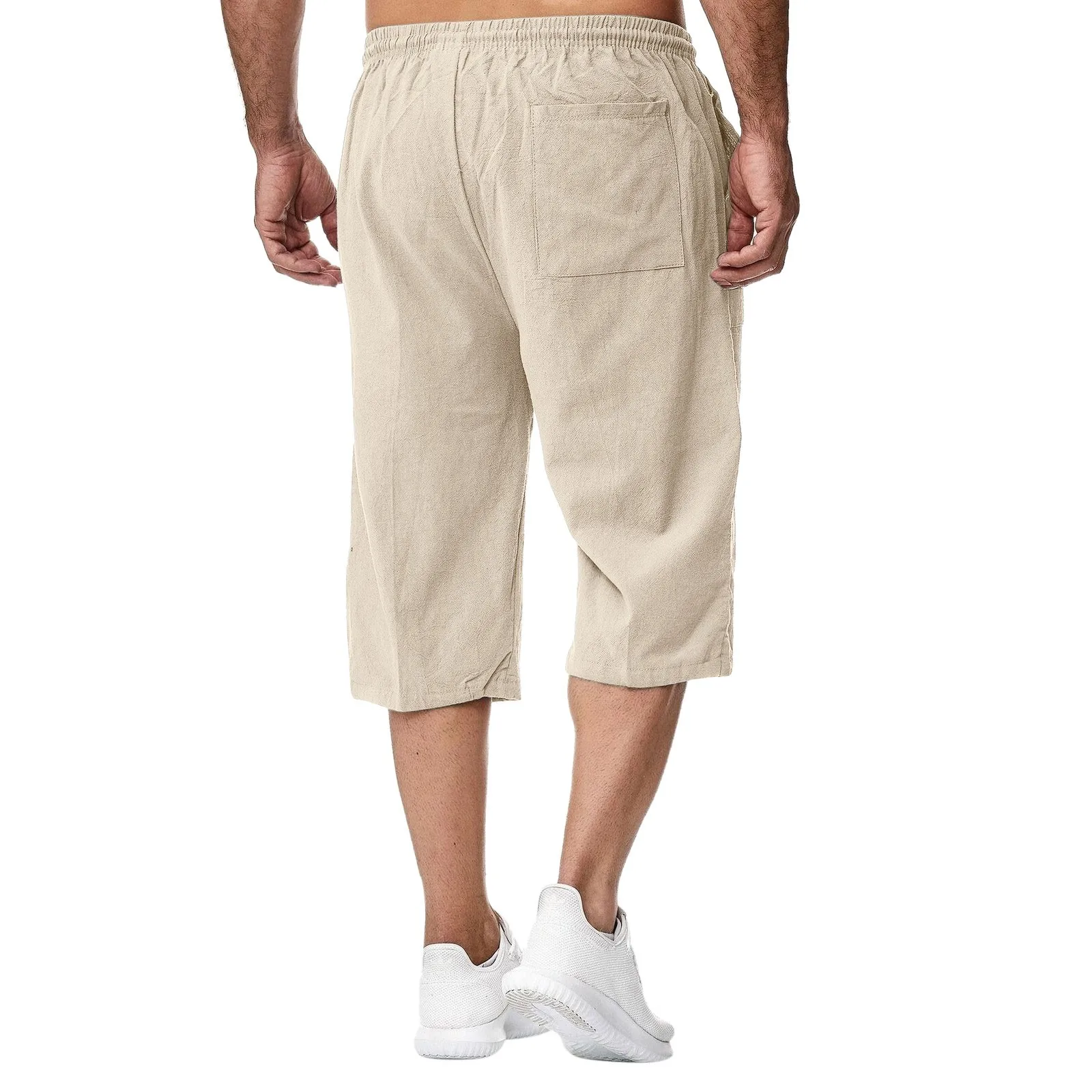 Men's Spring And Summer Cotton Sweatpants Jogging Pants Loose Casual Beach Vacation Capri Pants 2