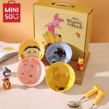 MINISO-Filles à riz en céramique haute température Disney, Winnie 4, coffret cadeau, vaisselle souvenir de célébrité d'internet 1