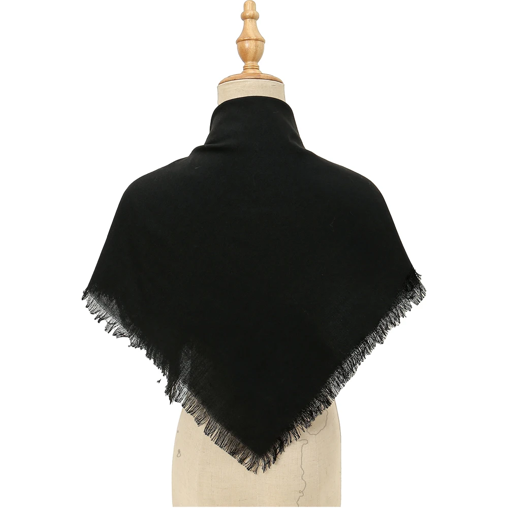 thumbnail image 1 of Bufanda de hijab cuadrada lisa de 85 x 85 cm, chales y envolturas de algodón liso, pañuelo elegante con borlas para mujer musulmana, bufanda con cerdas para hijab, 1 of 5