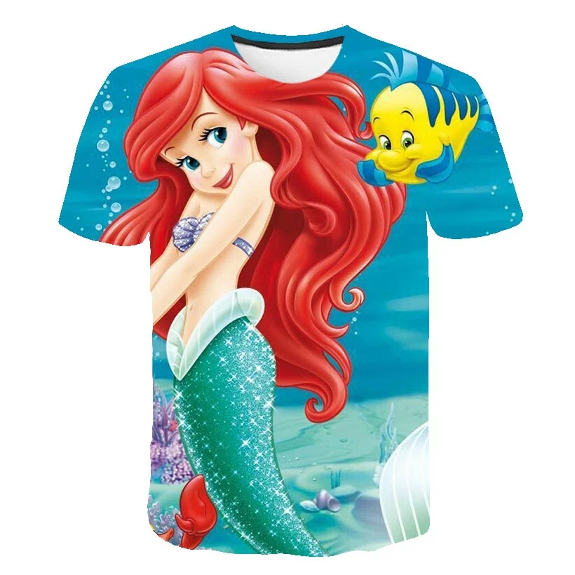 

Childrens Ariel Mermaid T-Shirt Children For Girl Girls Kids Print 3D TShirts Child Baby Tops Clothing Ariel TShirt Clothes