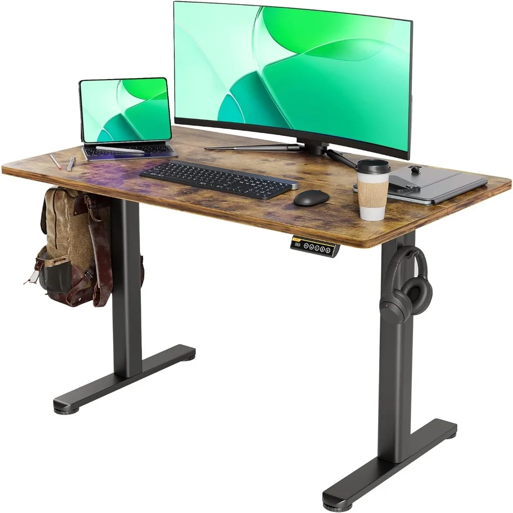 

Electric Standing Desk, Adjustable Height Stand up , Sit Stand Home Office Desk with Splice Board, Black Frame/Rustic Brown Top