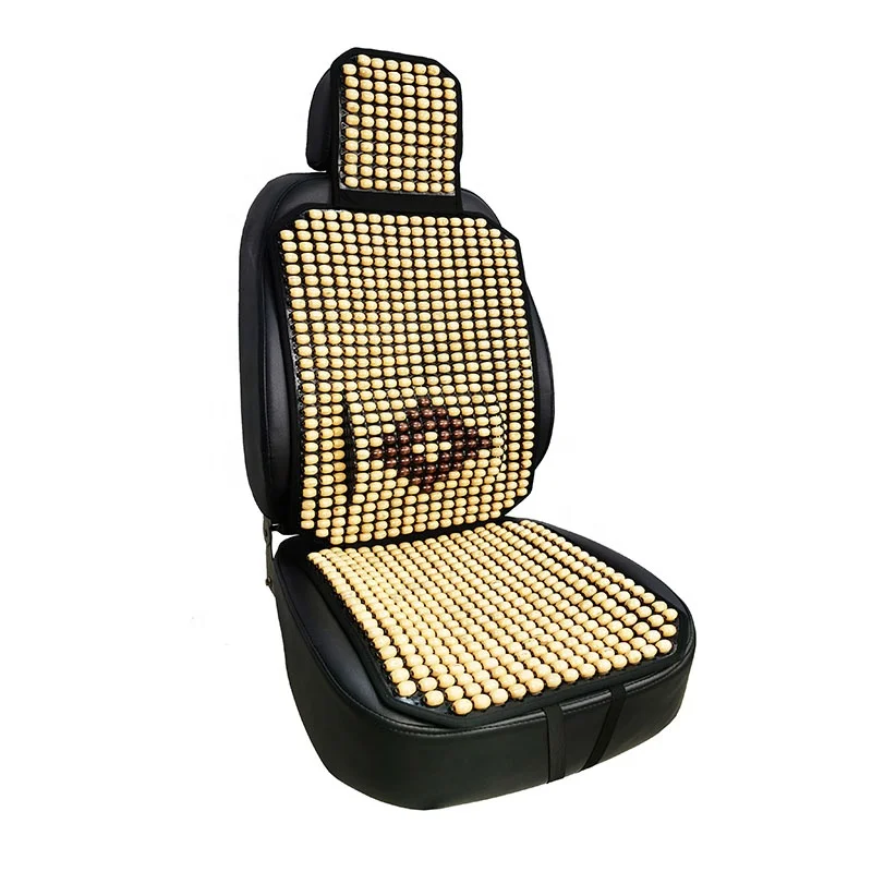thumbnail image 1 of Funda de cojín de asiento de coche con cuentas de madera y masaje refrescante de verano universal, almohadas lumbares de malla y cojines de asiento, 1 of 4