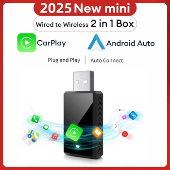 Adaptador Carplay inalámbrico 2 en 1, Dongle inteligente Android Auto, Mini caja Plug And Play para
