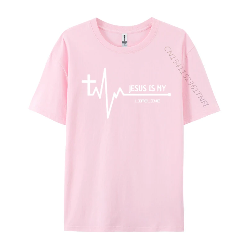 Christian Heartbeat Cross Graphic Leisure Top T-shirts for Boys Cotton April FOOL DAY Tops Tees Clothing Shirt 2024 New Crewneck Christian Heartbeat Cross Graphic pink