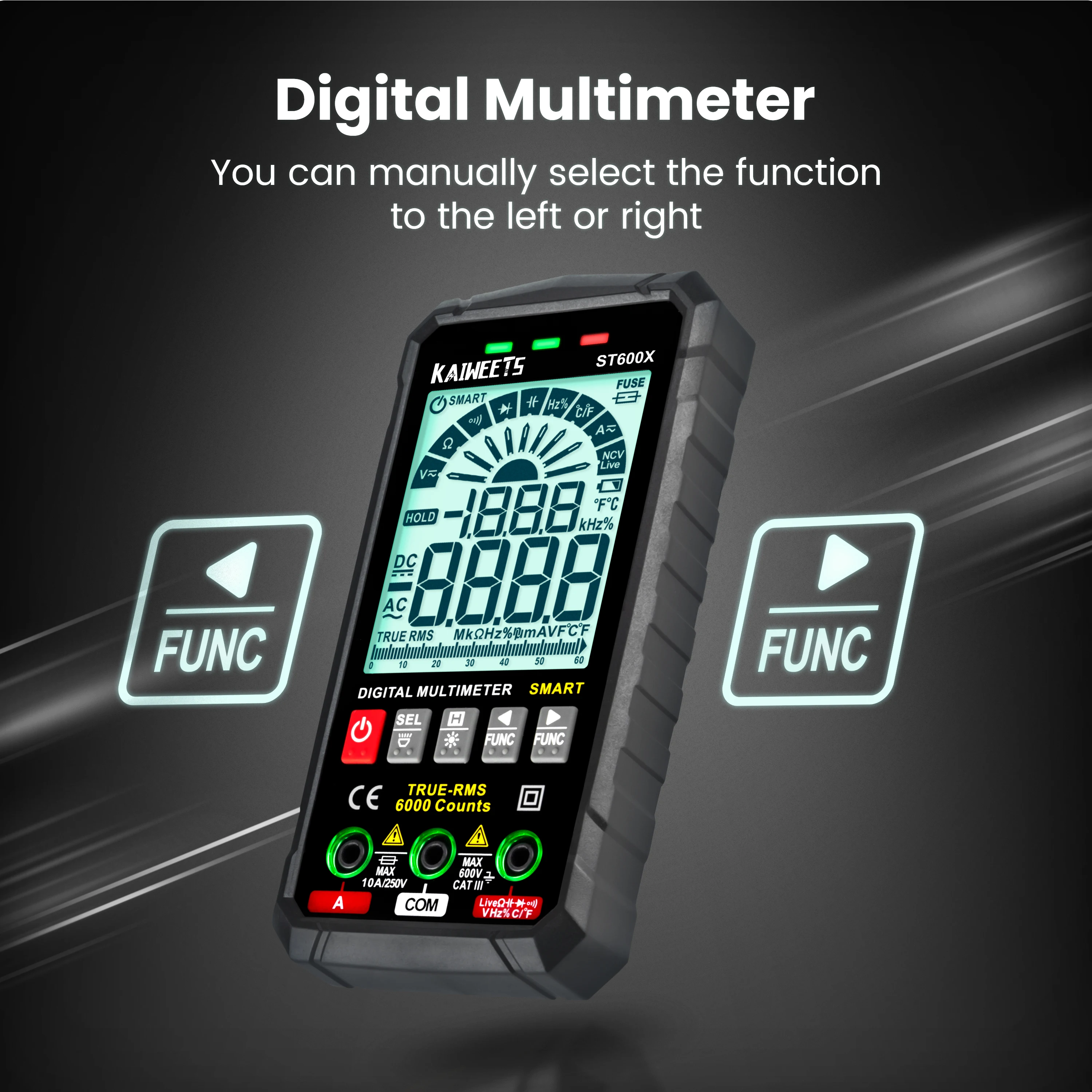 TRUE RMS Digital Multimeter Smart Auto Range test NCV Intelligent Multimetro Tester AC DC Voltage Capacitance Ohm Hz Meter digital multimeter multimeter tester