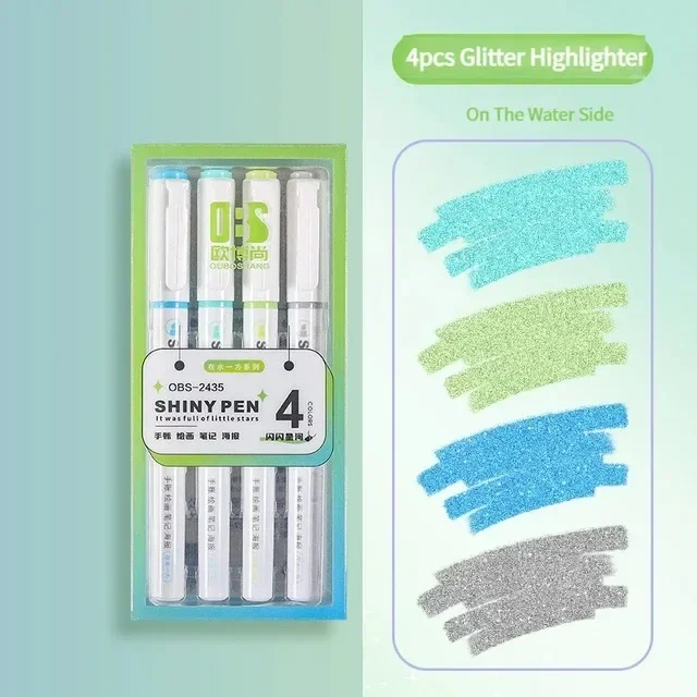 Kawaii Glitter Pastel Highlighter Set 4