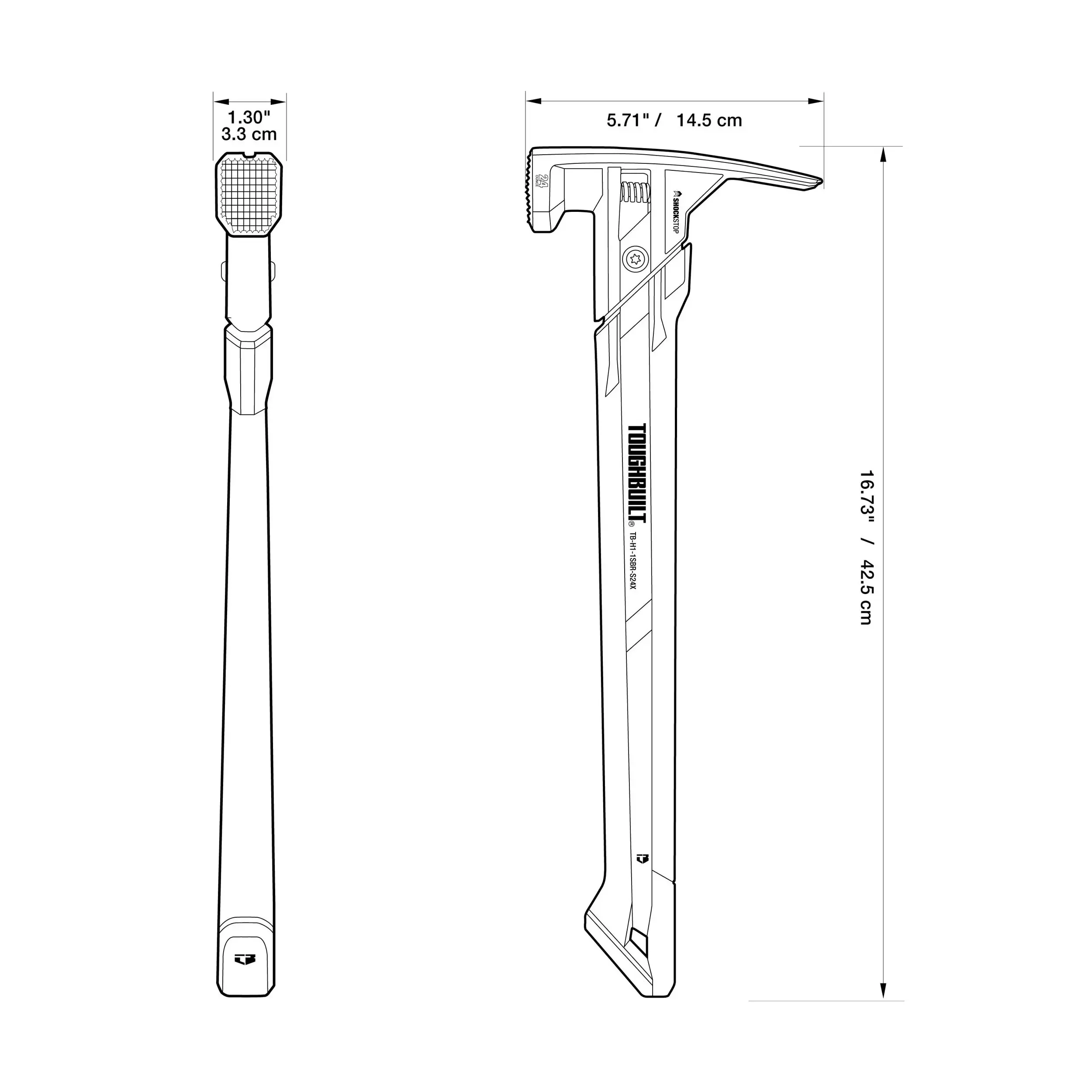TOUGHBUILT TB-H1-1SBR-S20X/TB-H1-1SBR-S24X 20 OZ. 24 OZ. ShockStop Steel Rip Hammer Milled Face Hand Tools 6