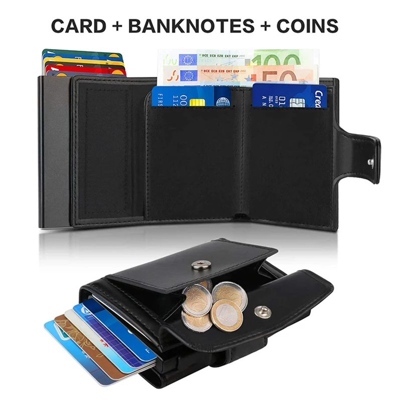 

Rfid Credit Card Holder Wallets Men Black Magic Trifold Leather Slim Mini Wallet Small Money Bag Male Purses Carteira Masculina