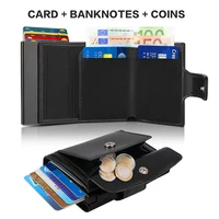 Rfid Credit Card Holder Wallets Men Black Magic Trifold Leather Slim Mini Wallet Small Money Bag Male Purses Carteira Masculina 1