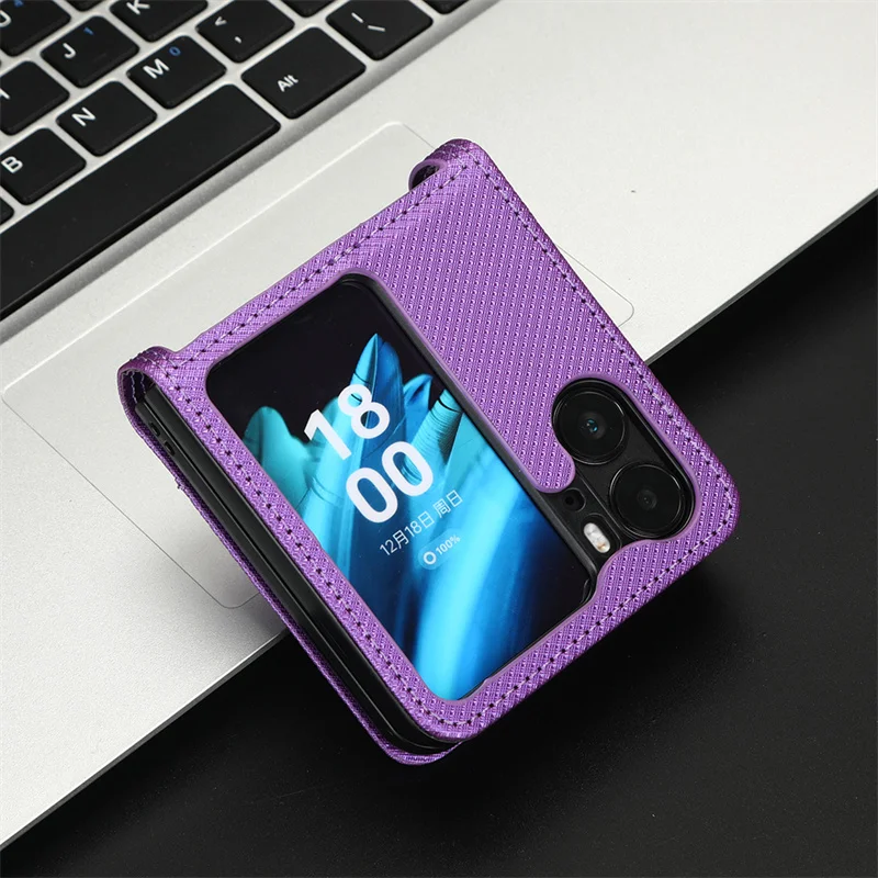 Per Oppo Find N2 Flip N 2 Flip Plain Leather Ring Phone Flip Fashion Case Oppo Find N2 Flip Wallet Cover In Pelle