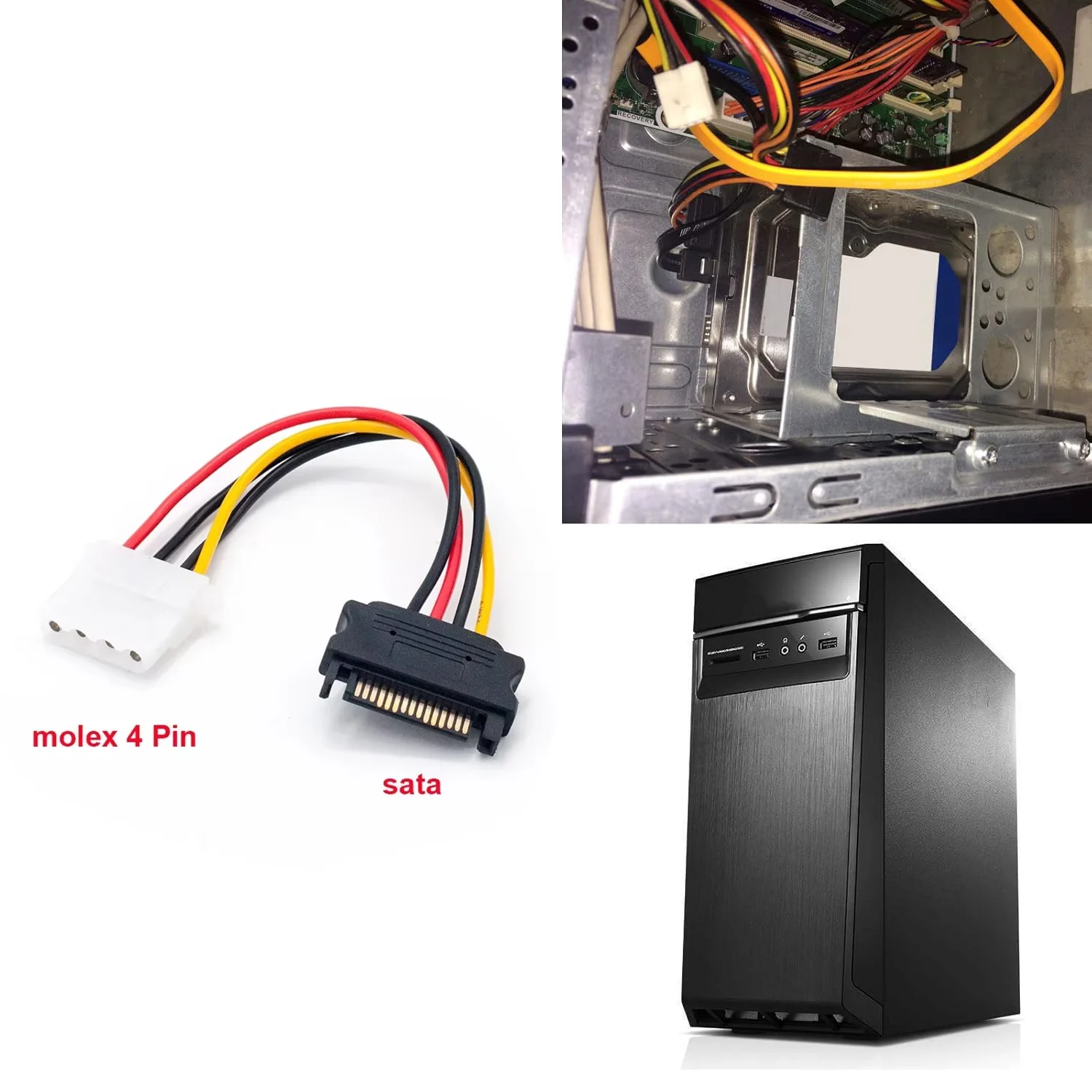 4핀 Molex IDE - 15핀 SATA 전원 케이블 (남성-여성) SATA 연장 코드 하드 드라이브 디스크 전원 공급 케이블 어댑터 (PC용)