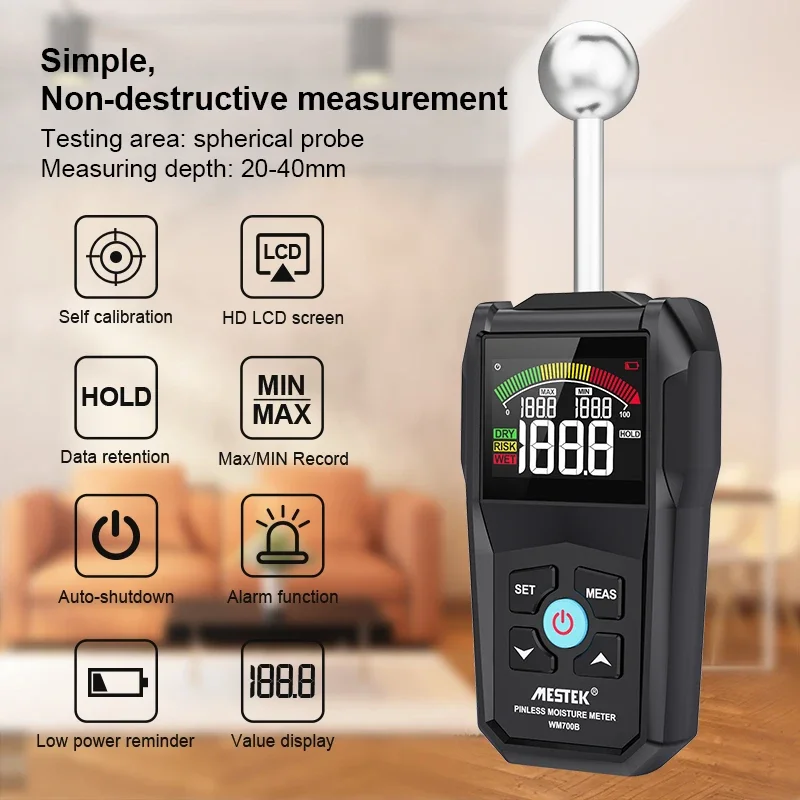 Inductive Wood Moisture Meter for Wall Timber Damp Detector