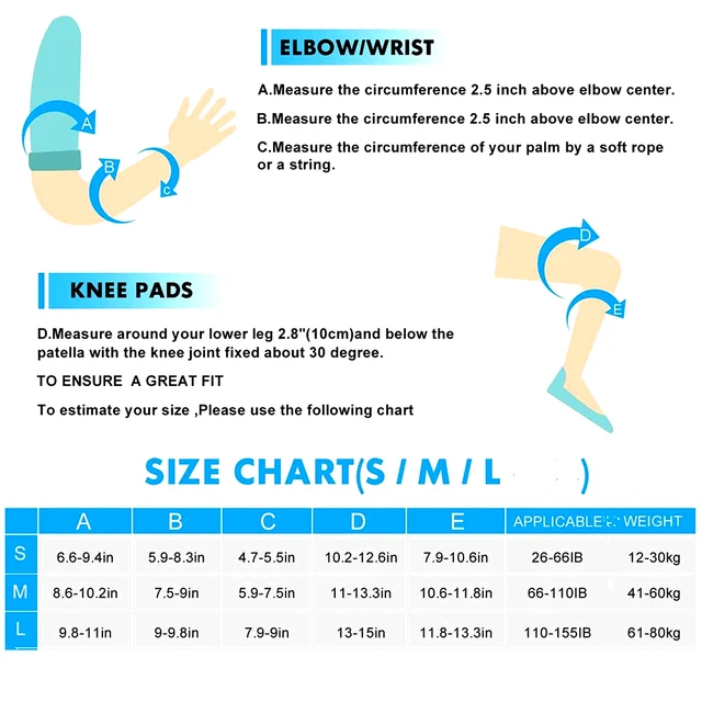 Knee Pads Elbow Pads Wrist Guards 3in1 Skateboard Protective Gear Set for Skateboarding Cycling Skating Scooter Bike Kids/Adults 2