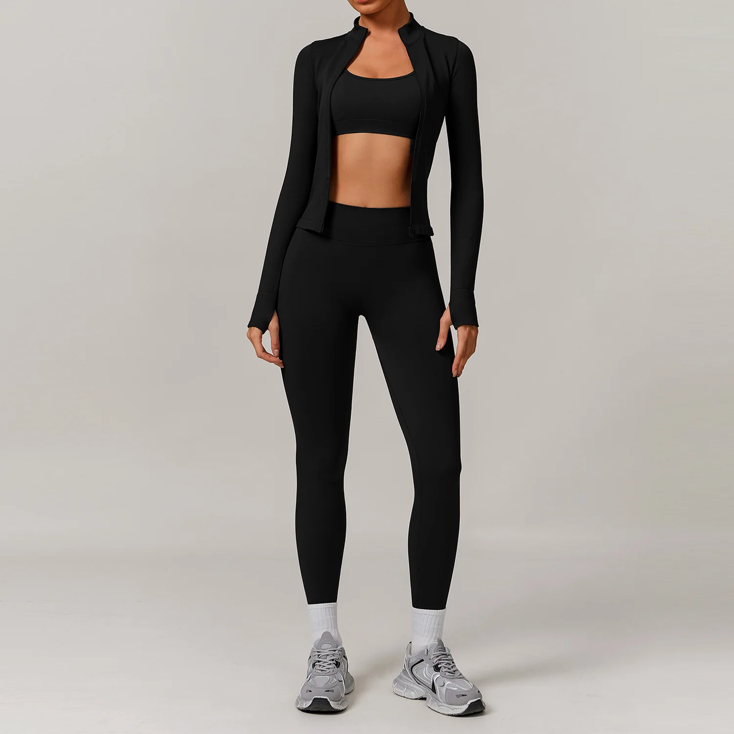Yoga Set 2/3PCS Gym Clothes Sportswear For Women Long Sleeve Crop Top Fitness Set Tracksuits Sports Bra Gym Leggings yoga set sports set gym workout set sportswear set fitness set sports bra set yoga pants set