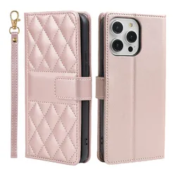 Premium Flip Leather Wallet Case with Card Slots and Strap - Elegant Protective Cover - iPhone 13 Mini (Rose Gold)