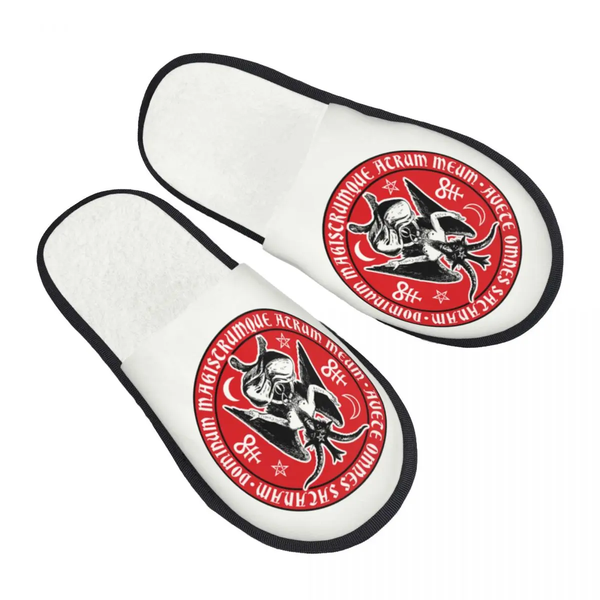 

Baphomet Satanic Crosses Comfort Scuff Memory Foam Slippers Women Devil Hail Satan Spa House Shoes