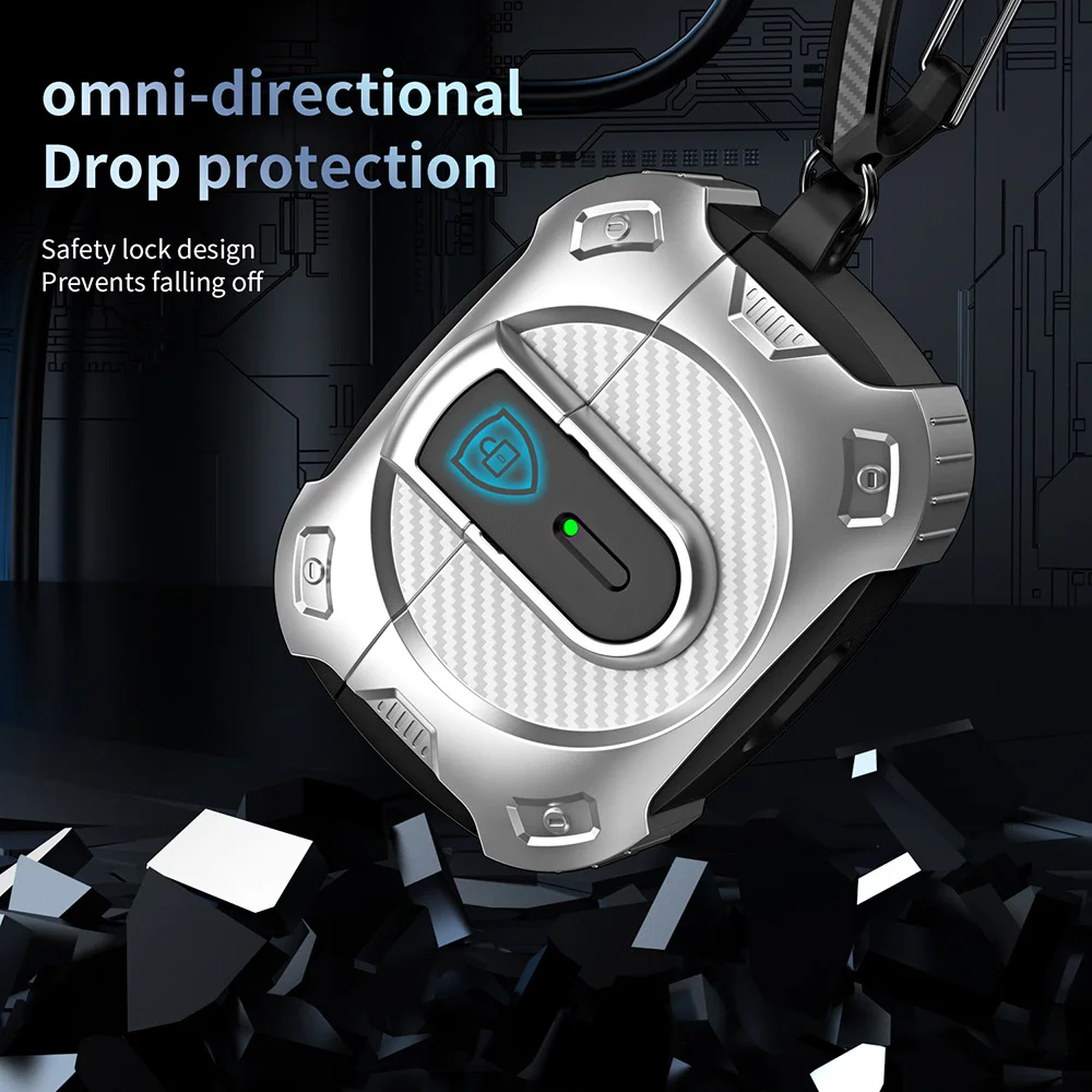 Shockproof TPU Earphone Cover with Keychain Attachment