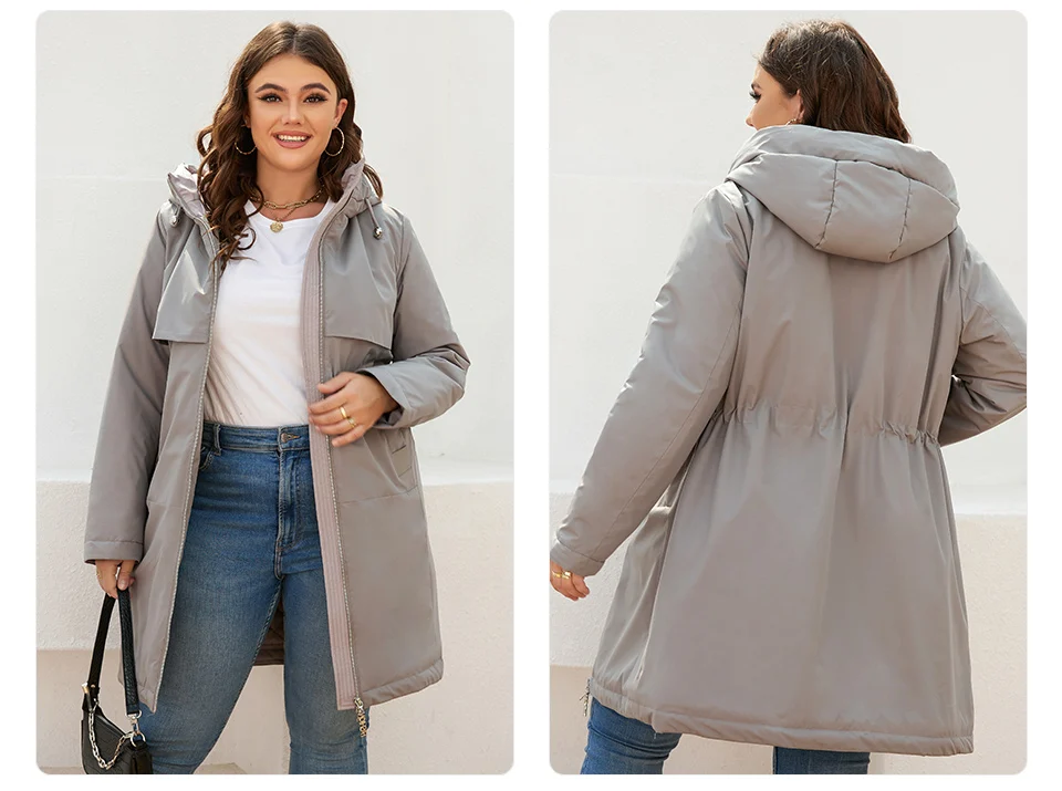 GASMAN New women's coat spring 2022 brand Mid-Length Fashion Women's jacket Contrasting trench pocket hooded casual parkas 8266
