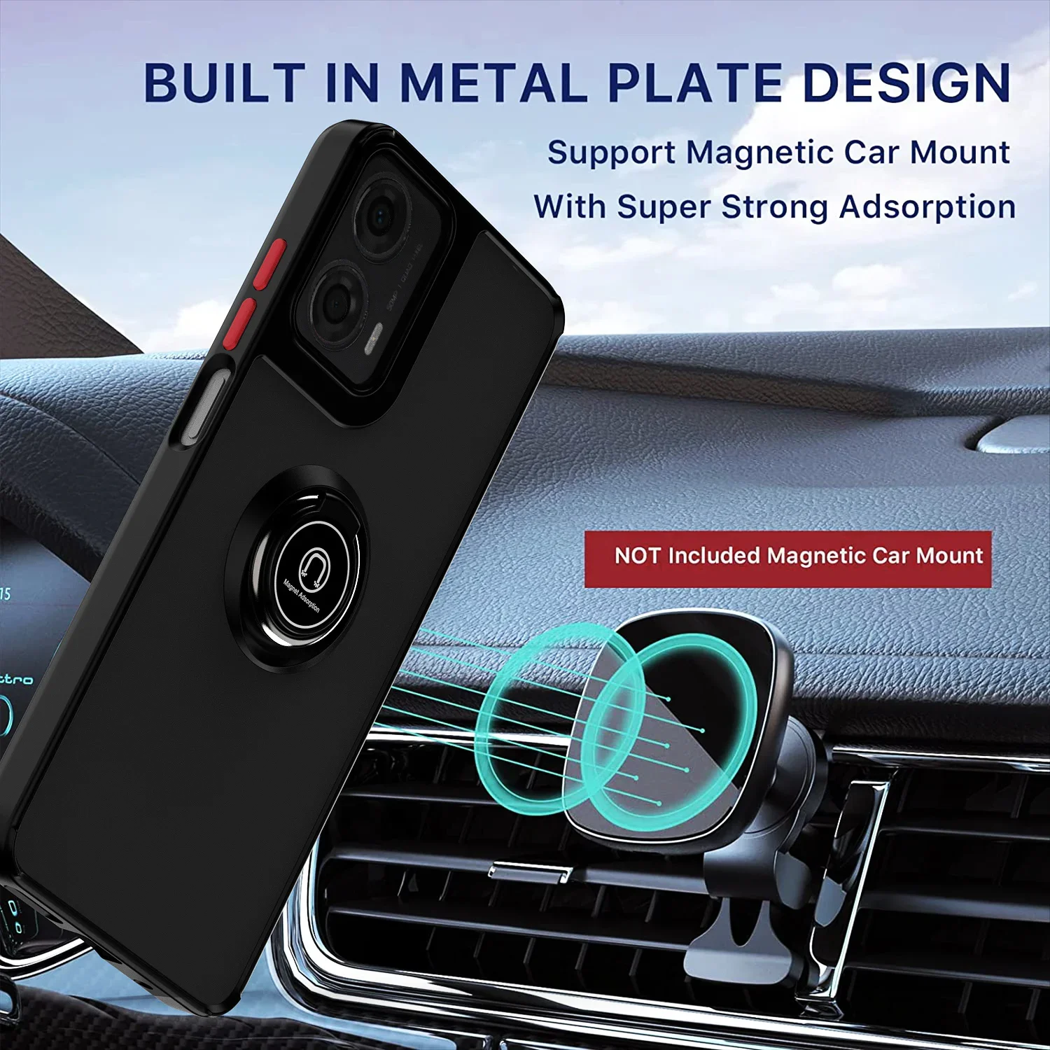 Magnetic Ring Matte Phone Case with Enhanced Design