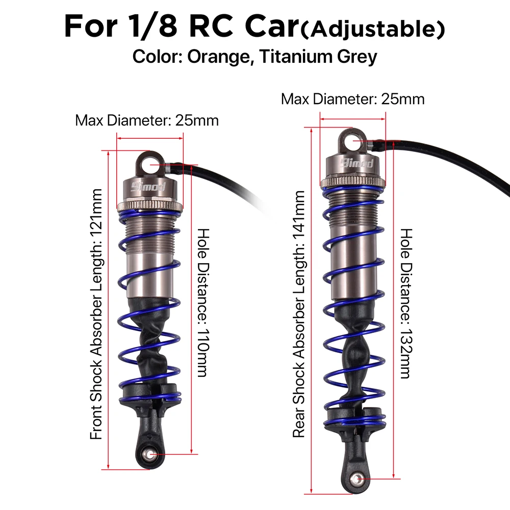 Kit Suspension Huile 4 Pièces 70 Mm Pour Voiture RC 1/10 - Amortisseurs Alliage Aluminium, Mise à Niveau Tout-terrain