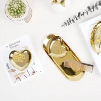 Heart Shape Golden Storage Tray Home Decoration Accessories Metal Jewelry Display Plate Iron Fruit Plate For Kitchen Orgainzer 2