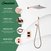 8-16 Inch Thermostatic Shower Faucet 2 Mode Control Hot & Cold Rose Gold Shower Mixer Square Shower Head Wall Mounted System 1