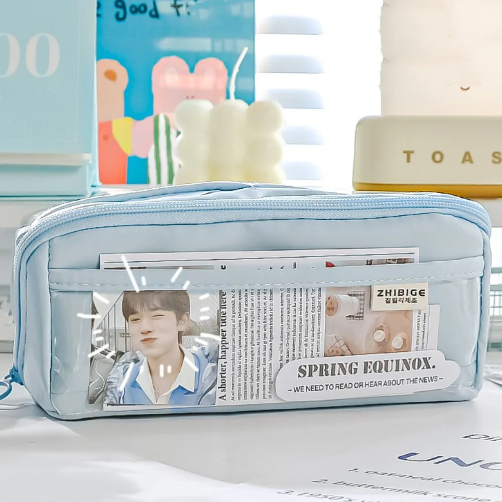 다층 투명 레이어 연필 케이스, 지퍼 대용량, 10 레이어 문구 가방, PVC 하이 페이스 값