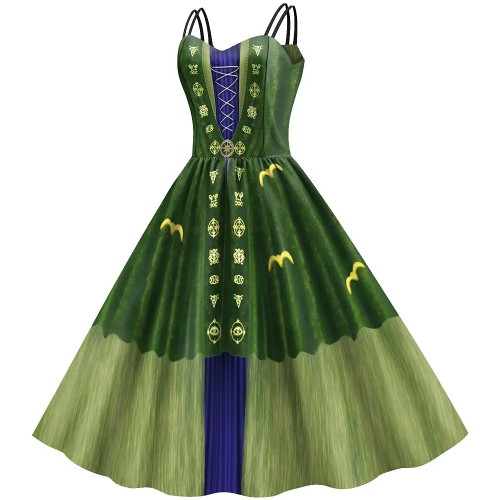 [You're My Secret] Hocus Pocus Witch Dress for Women Winifred Sanderson Mary Sarah Sister Cosplay Costume Adult Classic Dress