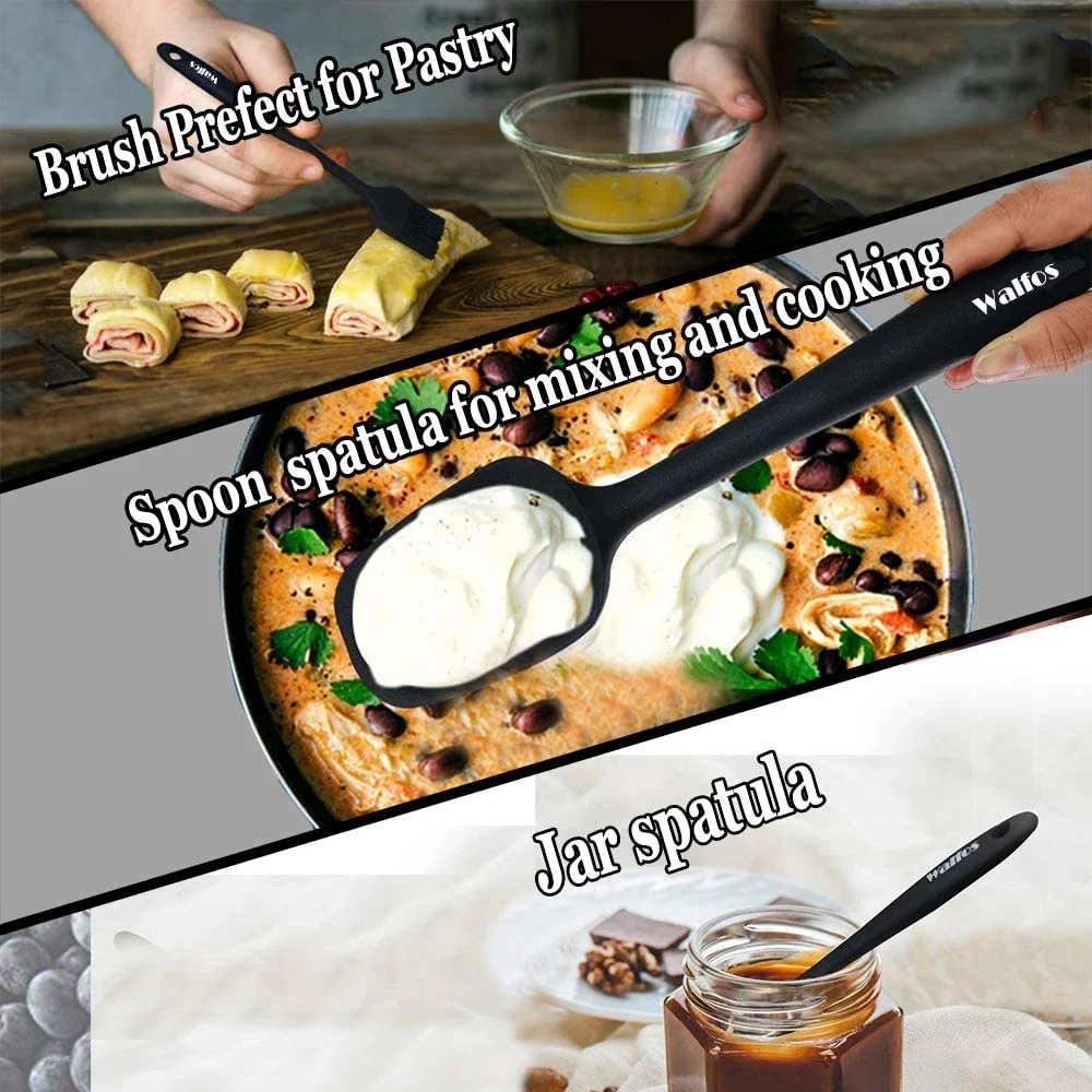 Kitchen Utensil Cooking Tools Silicone Spatula Set Spoon Cake Spatulas Cooking Baking and Mixing WALFOS kitchen utensils